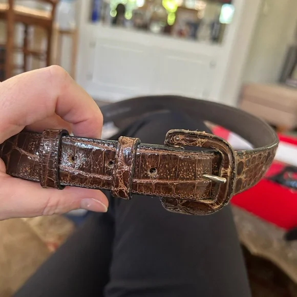Genuine Crocodile Brown Belt, About 36” Long - Picture 1 of 4